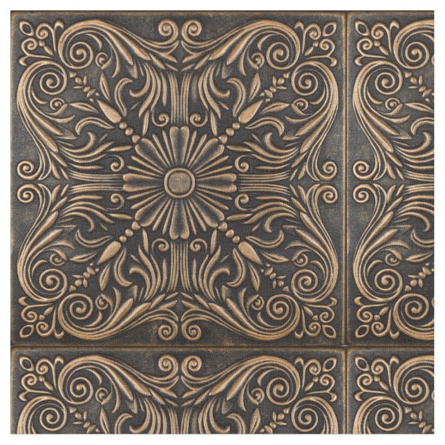 Elegance in Bronze Medallion Fabric Tyg (Närbild)