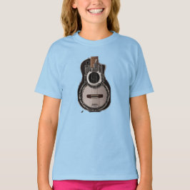 "Elegance in Ebony: Black guitar Print T-shirt" T Shirt