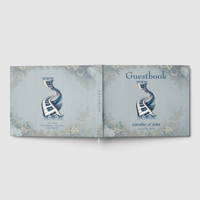 Elegance in piano keys and blossoms.  gästböcker (Full)