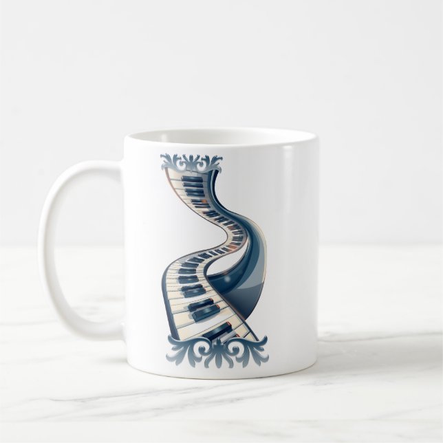 Elegance in piano keys and blossoms.  kaffemugg (Vänster)