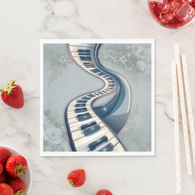 Elegance in piano keys and blossoms.  pappersservett (Insitu)