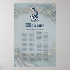 Elegance in piano nycklar and blommars. poster