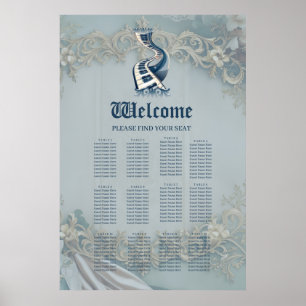 Elegance in piano nycklar and blommars. poster