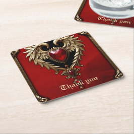 Elegance in red and guld underlägg papper kvadrat