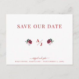 Elegance in Red Bröllop Spara our Date II Vykort