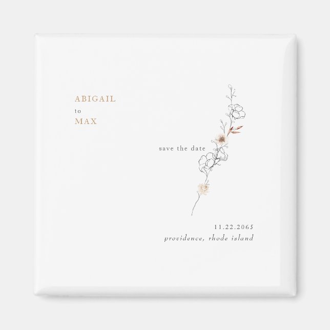 Elegance in Simpity Caramel Bröllop Spara Date Magnet (Framsidan)