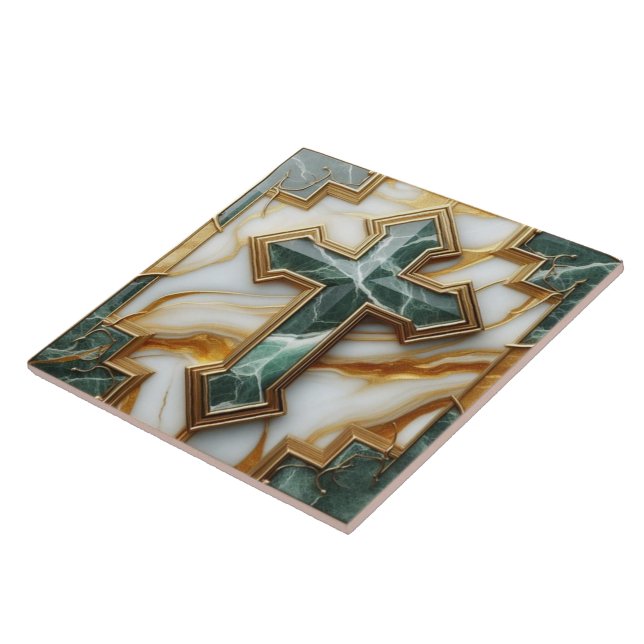 Elegance in Stone Golden-Framed Marble Kor Kakelplatta (Sidan)