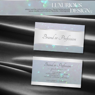 Elegance Light Blue Pearl Glitter & Silver Gräns Visitkort