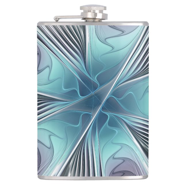 Elegance Modern Blue Grått White Fractal Art Flowe Fickplunta (Framsidan)