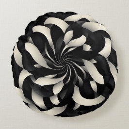 Elegance Monochrome Swirl Rund Kudde