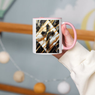 Elegance Monokrome Ceramic mönster Gilded Touches Mugg