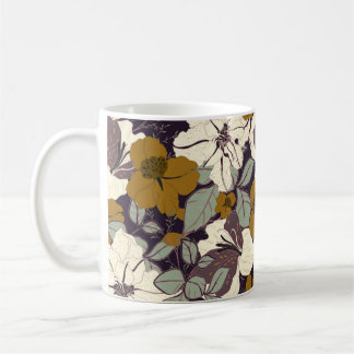 Elegance mönster med blommor och löv. Blommigt vin Kaffemugg