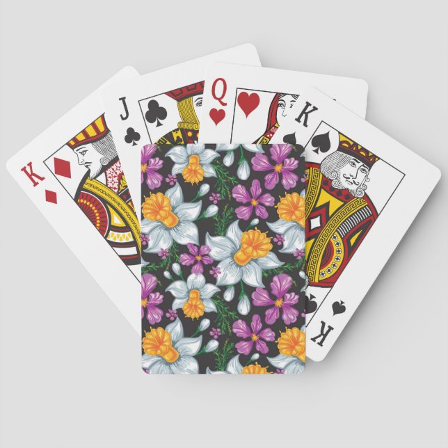 Elegance mönster med narcissblommor 2 spel kort (Baksidan)