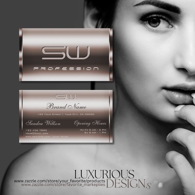 Elegance Mörk Ro Guld och Faux 3D Initialer Noble Visitkort (Skapare uppladdad)