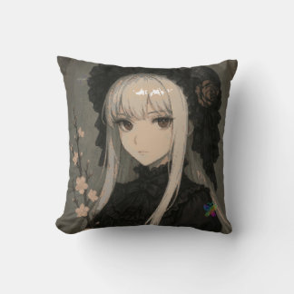 Elegance of the Midnight Blossom Maiden Kudde