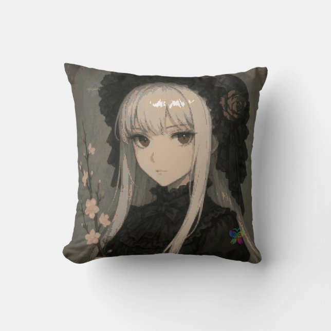 Elegance of the Midnight Blossom Maiden Kudde (Framsida)