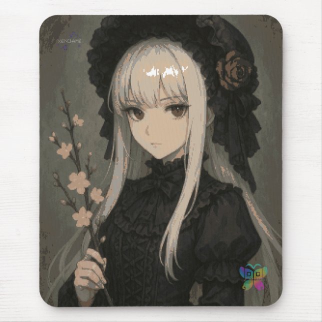 Elegance of the Midnight Blossom Maiden Mouse Pad Musmatta (Framsidan)