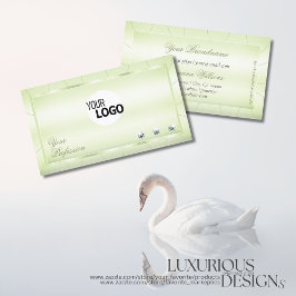 Elegance Pastel Grönt med diamanter och Logotyp Lu Visitkort