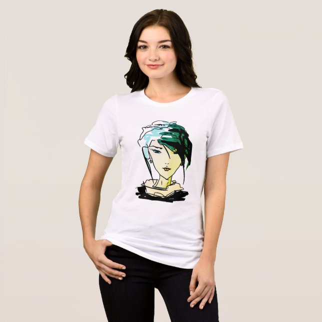 Elegance Redefined: Hand Drawn Woman Sketch T Shirt (Framsida Full)