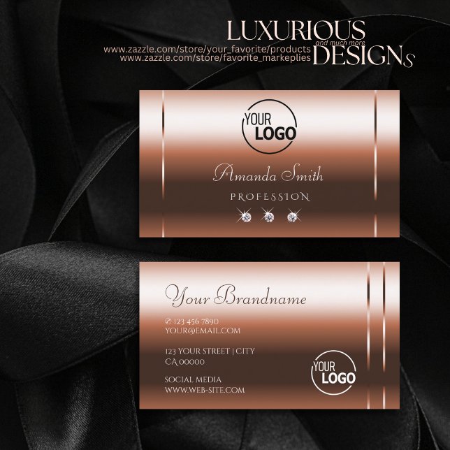Elegance Ro Golden Gnistra Diamonds och Logotyp Visitkort (Skapare uppladdad)