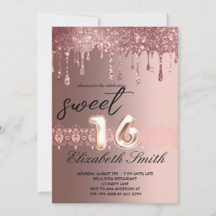 Elegance Ro Guld Drifts Sweet sixteen Inbjudningar