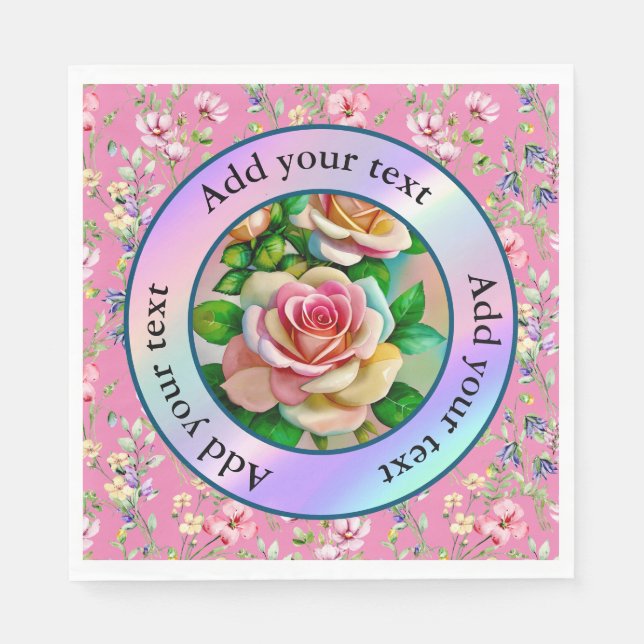 Elegance Ro Rosa and Gult Watercolor Pastel Pappersservett (Framsidan)