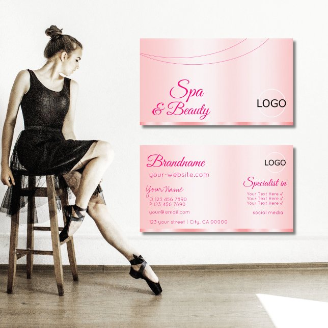 Elegance Ro Rosa Glamoral med Logotyp Modern Visitkort (Skapare uppladdad)