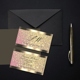 Elegance Rosa Lilac Golden Glitter med Initialer Visitkort
