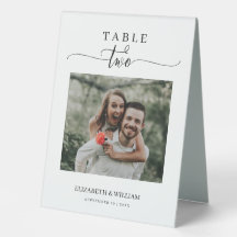 Elegance Script Photo Bröllop Bordsnummer 2