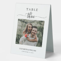 Elegance Script Photo Bröllop Bordsnummer 3