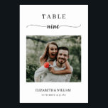 Elegance Script Photo Bröllop Bordsnummer Nine<br><div class="desc">Modern och elegant design skriver ut Elegance Script Modern Photo Bröllop Bordsnummer Nine som kan anpassas med din text och lägga till varje bordsnummer-kort i din kundvagn, en efter en. Klicka på knappen "Anpassa" och använda verktyg som är utformat för att ändra mallen. Kolla in Graphic Art Design-arkivet för andra...</div>