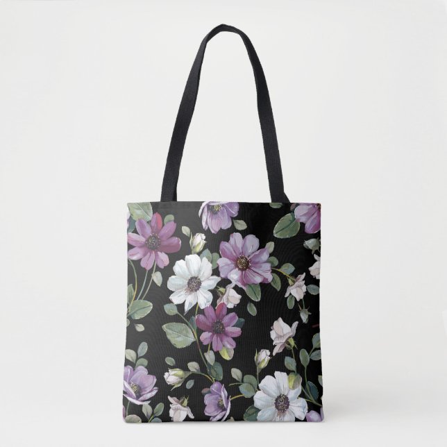 Elegance seamless mönster med blommor cosmos tygkasse (Framsida)