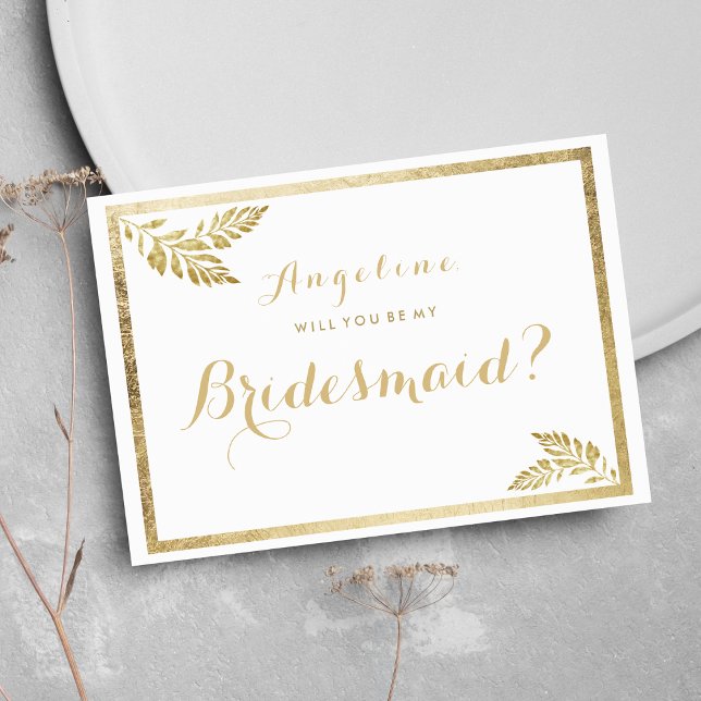 Elegance simple white golden blommigt Bridesmaid Inbjudningar (Elegance simple white golden floral Bridesmaid )