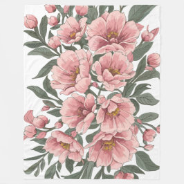  Elegance: Soft Rosa Blommigt Bouquet Fleecefilt