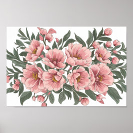  Elegance: Soft Rosa Blommigt Bouquet Poster