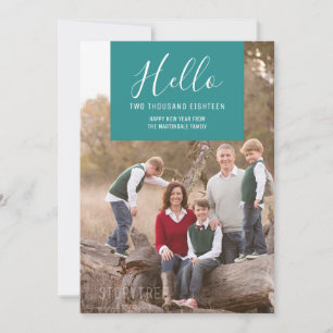 Elegance Squared New Year's Photo Card Teal Julkort