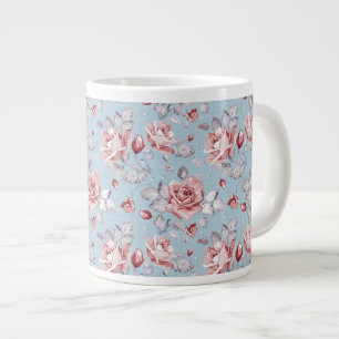 Elegance tapet mönster i rosa ros 2 jumbo mugg
