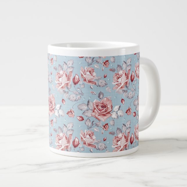 Elegance tapet mönster i rosa ros 2 jumbo mugg (Framsida höger)