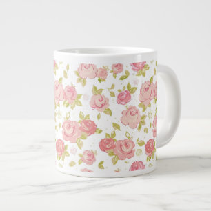 Elegance tapet mönster i rosa ros 3 jumbo mugg