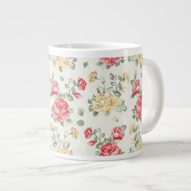 Elegance tapet mönster i rosa ros jumbo mugg (Framsida höger)