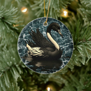 Elegance Unveiled: Black Svan Artistic Julgransprydnad Keramik