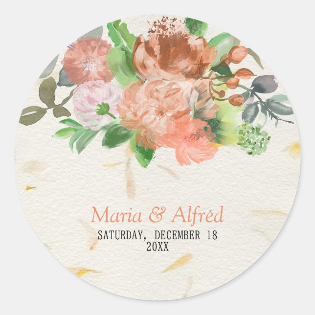 Elegancia en Flor  Runt Klistermärke (Framsida)