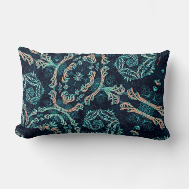 Elegancia fractal oscura lumbarkudde (Framsida)