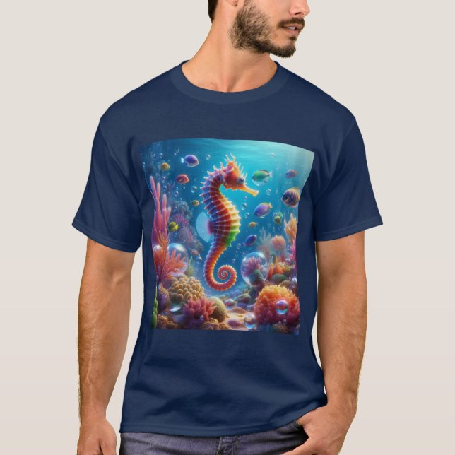 Elegancia Marina: Caballito de Mar T Shirt (Framsida)