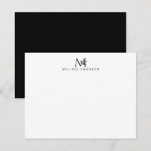 eleganr greenery monogram-anteckningskort anteckningskort