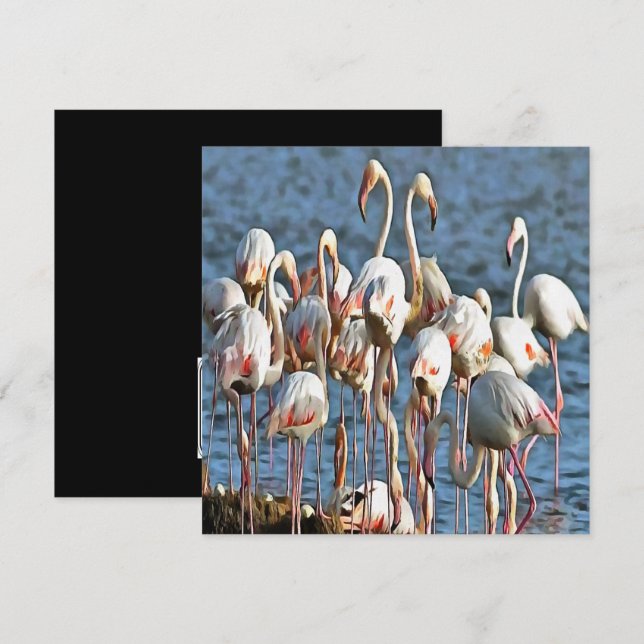 Elegans av konstgjord Rosa Flamingos Inbjudningar (Fram/baksida)