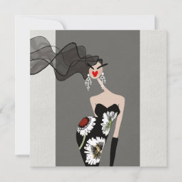 Elegans Avslöjad Mode Illustrationskonstkort
