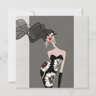 Elegans Avslöjad Mode Illustrationskonstkort