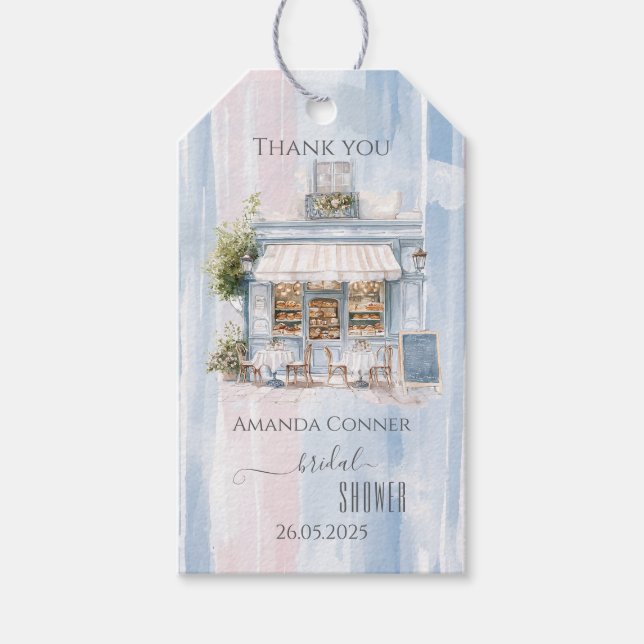 Elegans Fransk Café Bröllopsfest Presentetikett (Framsidan)