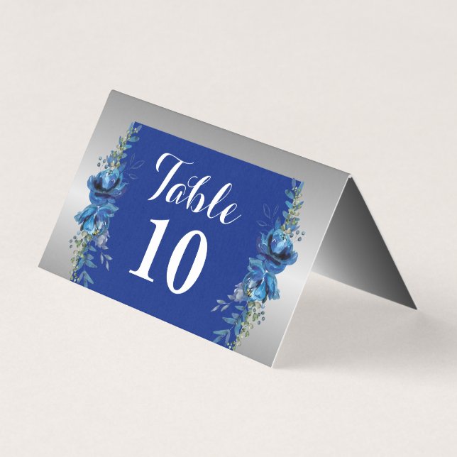 Elegans i blått och Silver-mappat kort (Framsida)